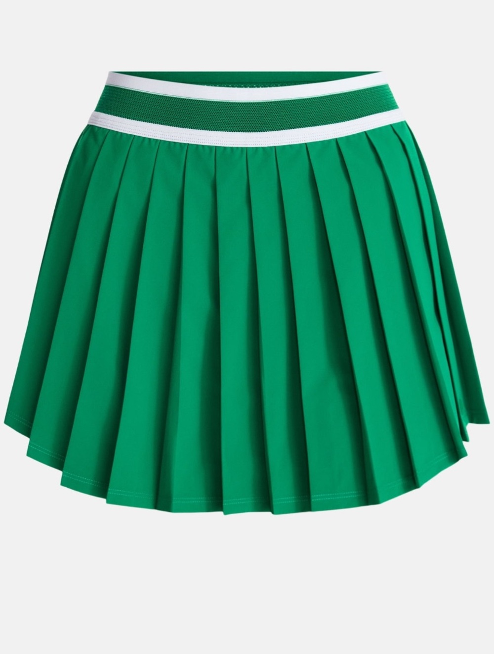 Avia Green Pleated Skater Skirt with White-Trim Waistband